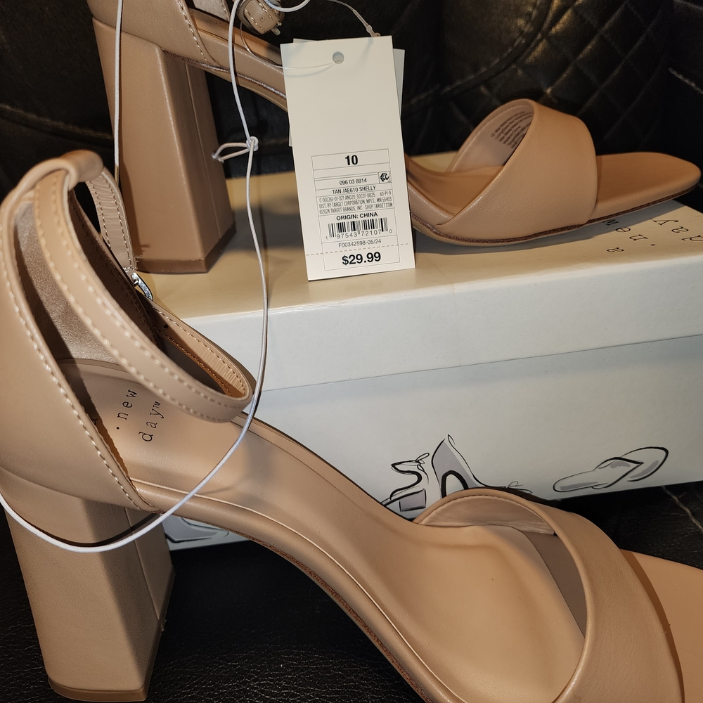 a new day Beige Block Heel Sandals